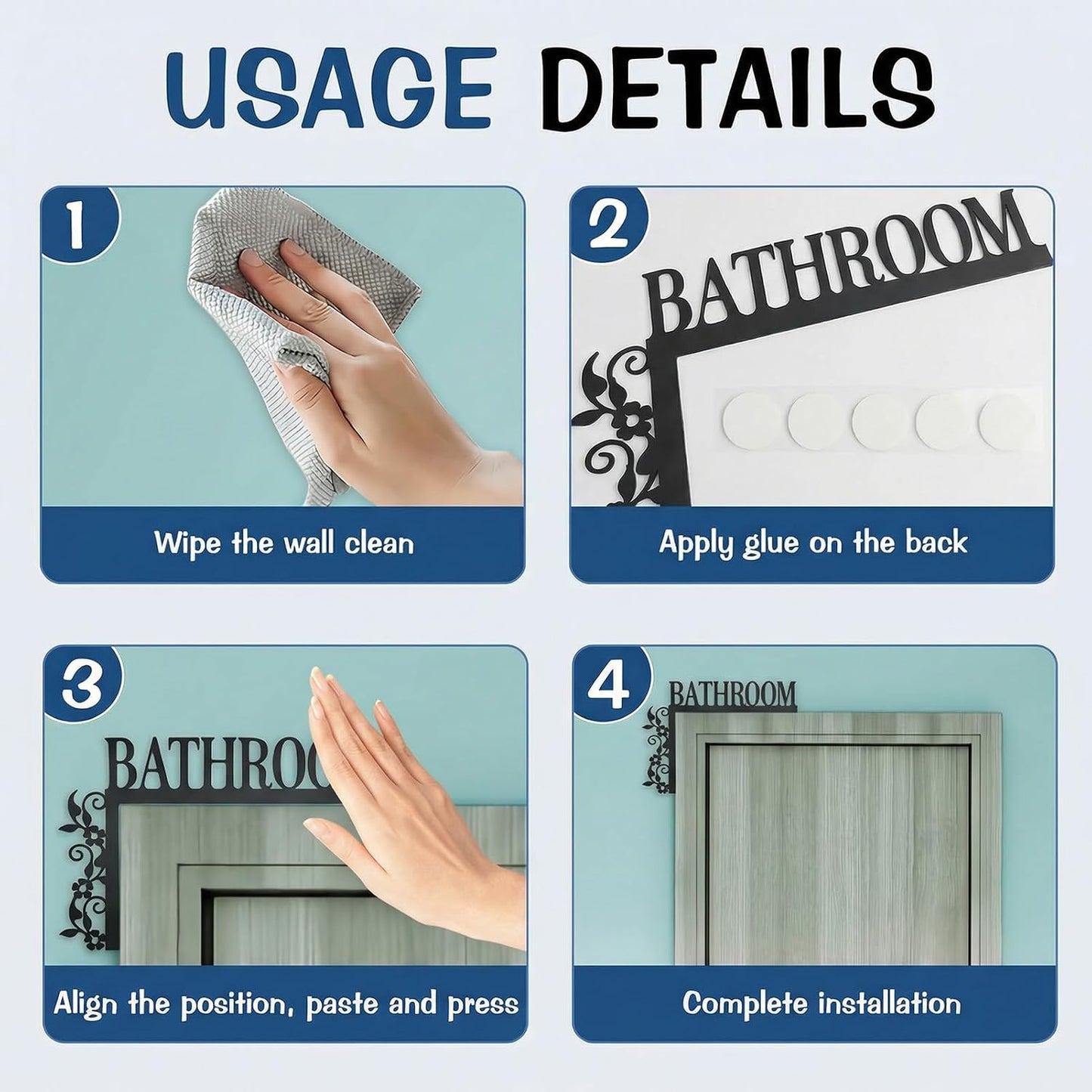 Metal Bathroom Door Topper for Restroom, Farmhouse & Minimalist Decor