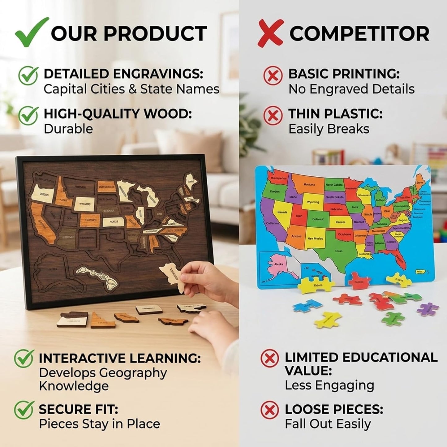 Wooden USA Travel Map Puzzle