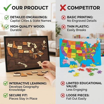 Wooden USA Travel Map Puzzle