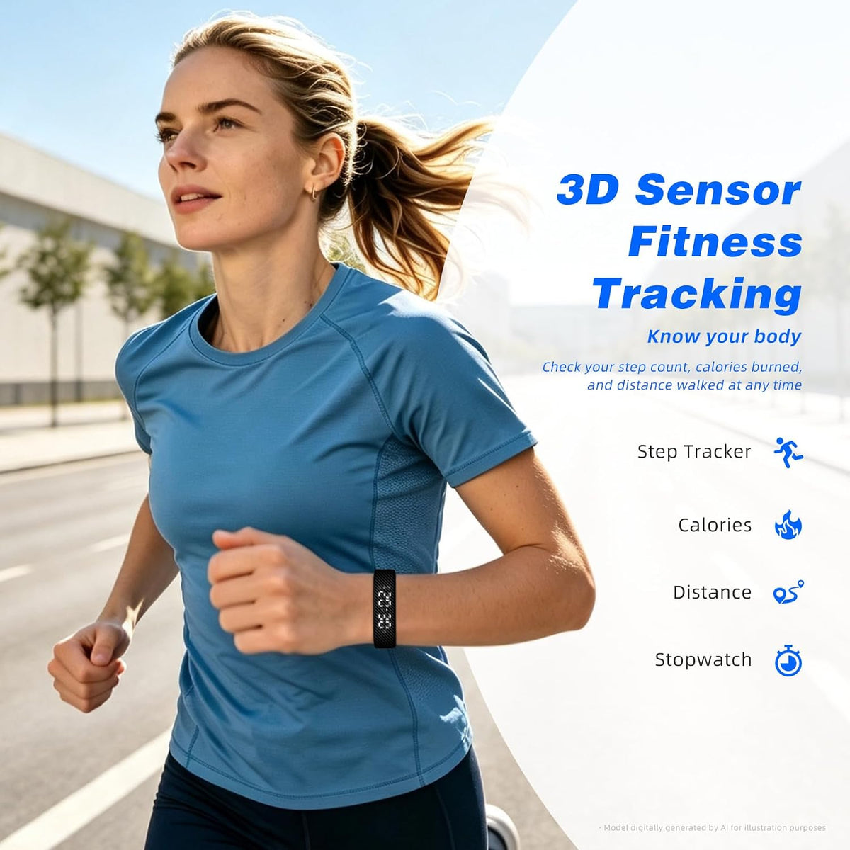 Smart Fitness Tracker with Silent Alarm Clock and Waterproof Strap