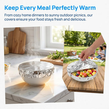 20 Pcs Reusable Aluminum Foil Food Covers – Heat-Insulating, Freshness-Preserving Lids for Meal Prep & Baking