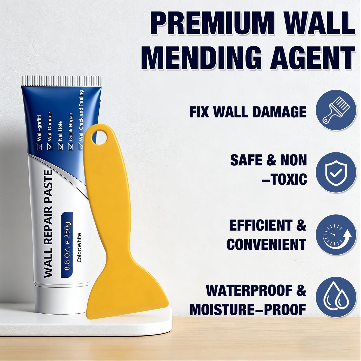 Drywall Repair Kit, Wall Patch Paste & Scraper Set for DIY Home Fix