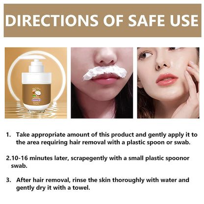 Coconut Facial Hair Removal Cream - Gentle & Effective 3.53 oz