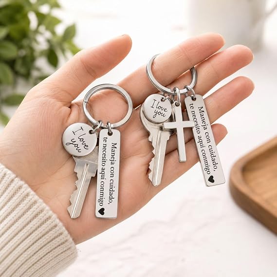 Cross Keychain Drive Safe Keychain Silver Tone Cross Bag Charm