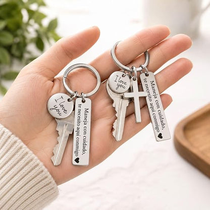 Cross Keychain Drive Safe Keychain Silver Tone Cross Bag Charm