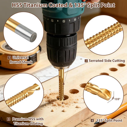6 Pcs Titanium Coated HSS Drill Bit Set