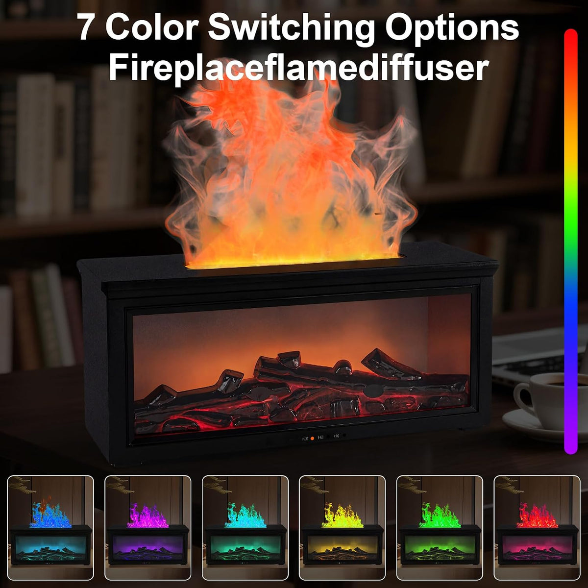 Fireplace Flame Design Essential Oil Diffuser Humidifier - Multi-Color Light Modes