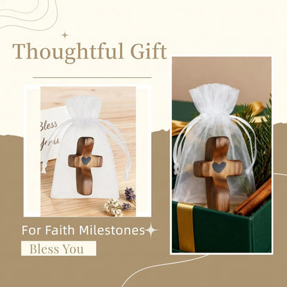 5 Pcs Mini Walnut Cross Set - Handmade - Christian Symbol