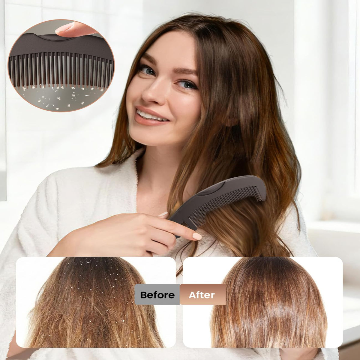 2Pack Anti-Dandruff Hollow Wide-Tooth ABS Comb -Supports Massage