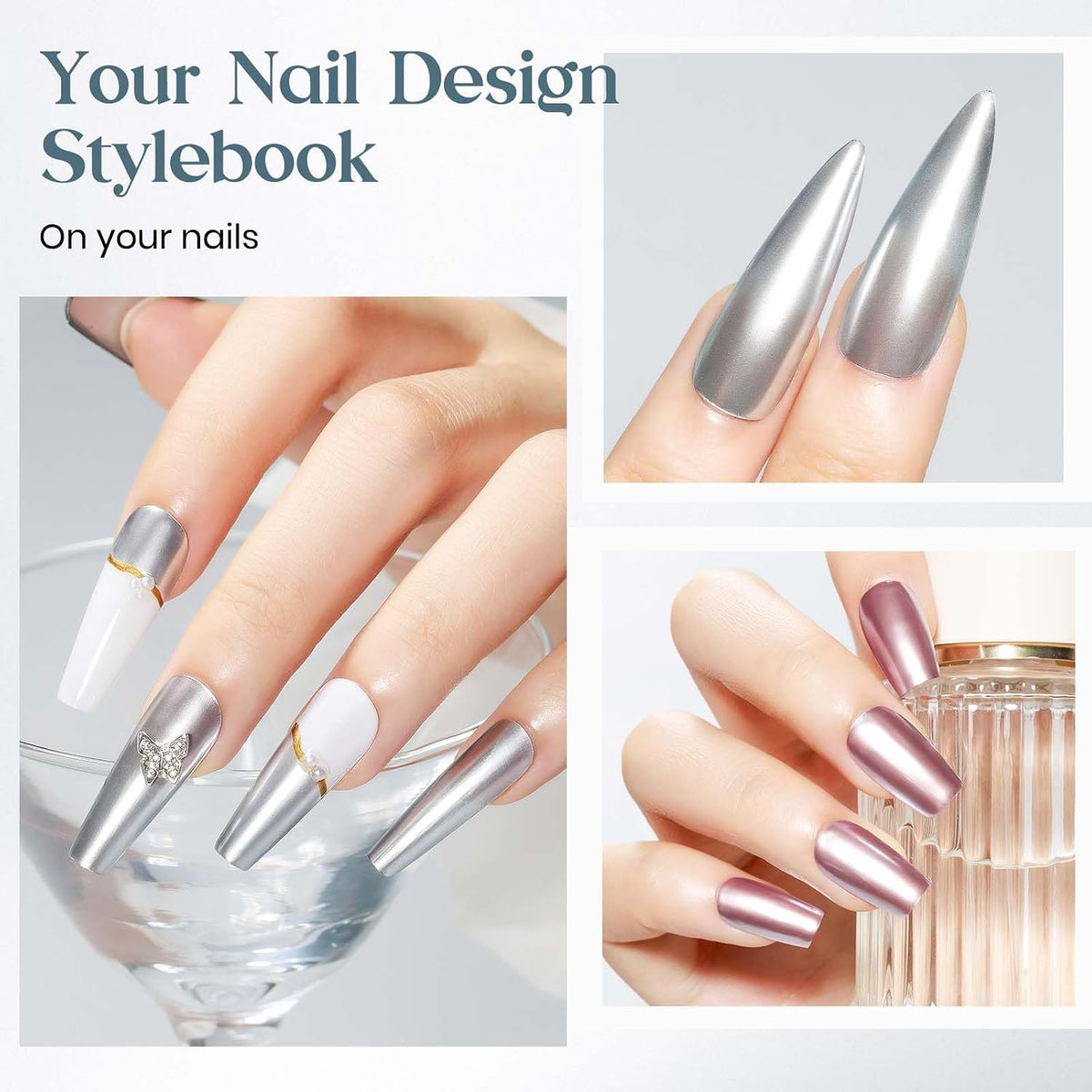 Silver Mirror Nail Polish, Quick Dry Metallic Nail Polish High Shine