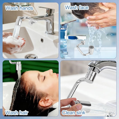 Universal 1440° Rotating Faucet Aerator Extender, Dual Spray Nozzle Mode