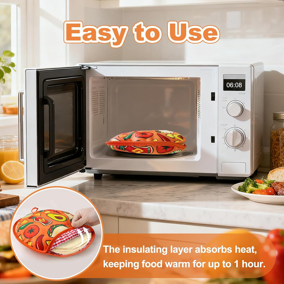 12-Inch Round Decorative Pattern Tortilla Warmer Pouch