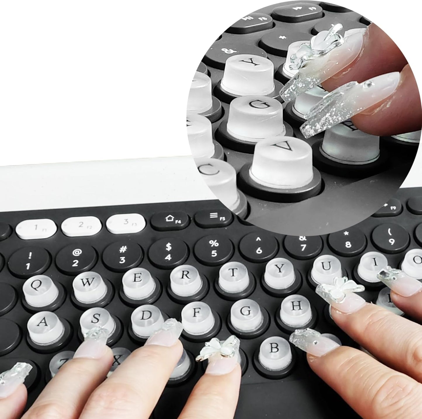 DIY 80 Sticky Raised Keycap Pads with Letters for Nail Protection