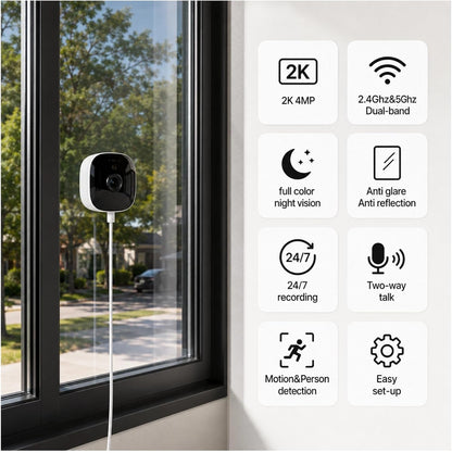 2K Window Camera with 140 Degree Wide Angle