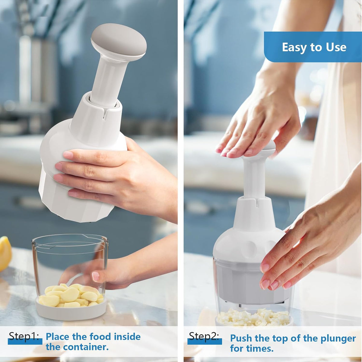 Manual Food Chopper for Herbs, Fruits & Nuts, Whit