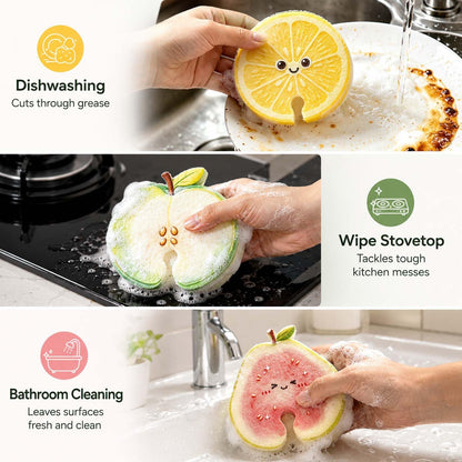 3Pcs artoon Pattern Dish Scrubber