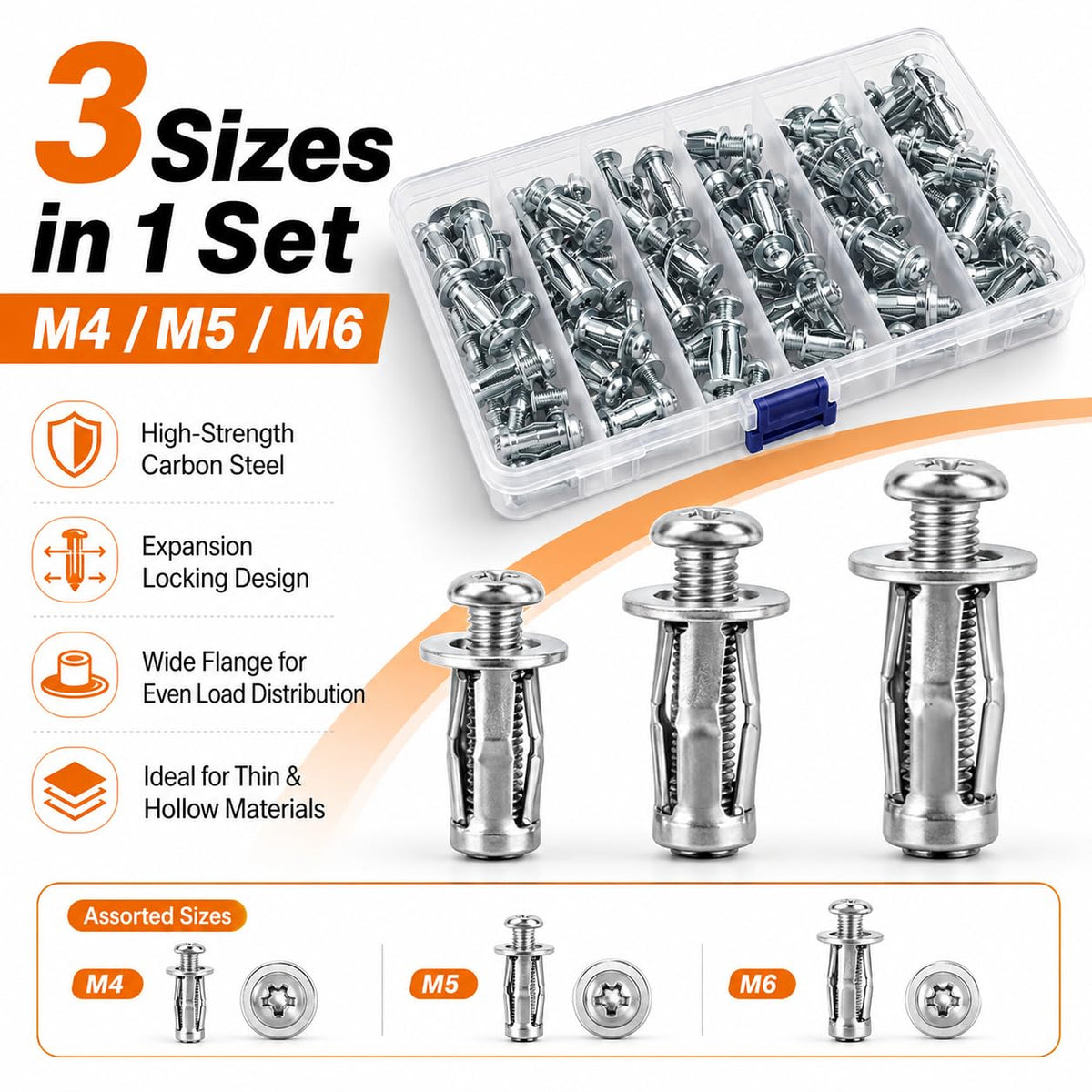 35 Pcs Button Rivet Locking Nuts Set