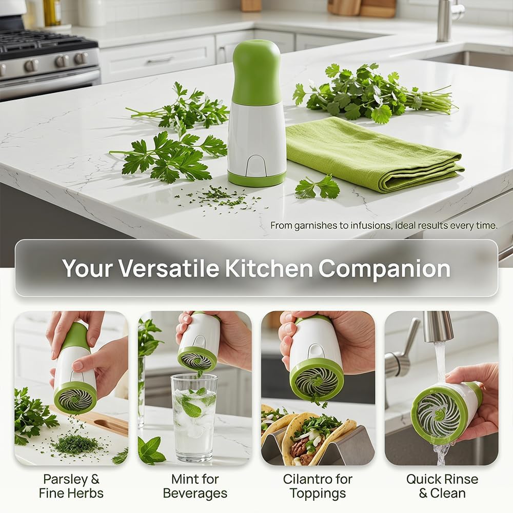 Manual Herb Mill Chopper with Fine Cutting Blades for Parsley, Coriander, Basil & Spices