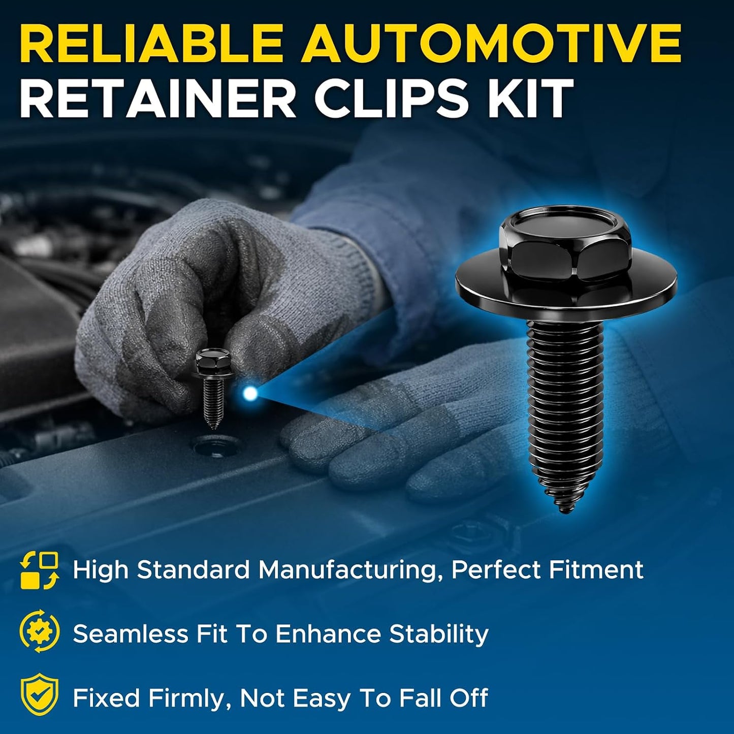 10 Pairs Body Bolts and U-Nut Clips for Splash Shield Fender