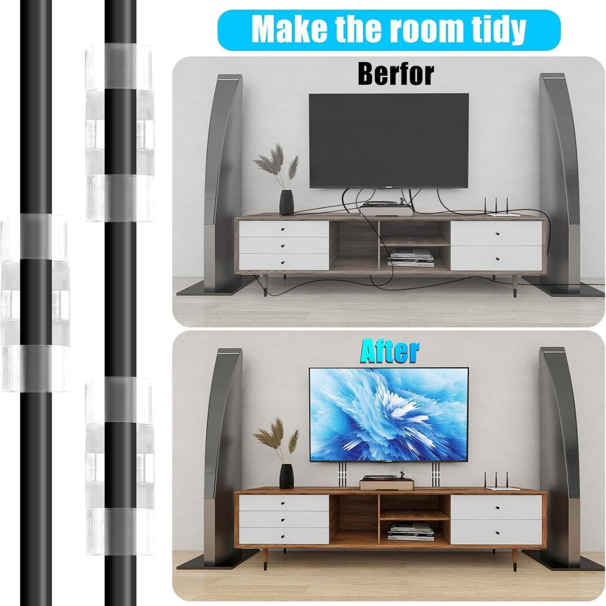 30 Pcs Multi-Purpose Cable Organizer Adhesive Wire Clip