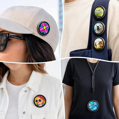 Digital Badge Pin Display with 1.8'' IPS Touch Screen – Custom Photo Slideshow & GIF Display via Bluetooth