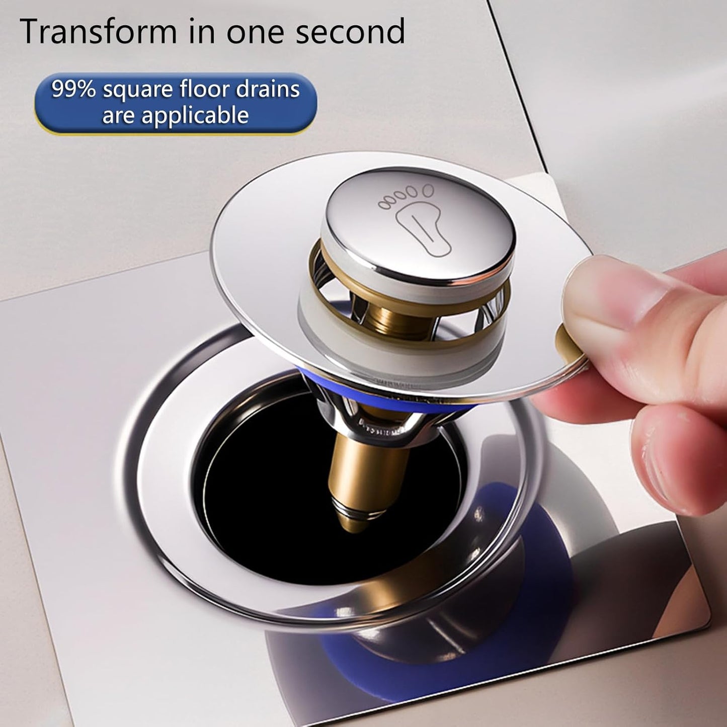 Bathtub Drain Plug with Step-on Closure Stainless Steel Drain Stopper and Hair Filter Basket