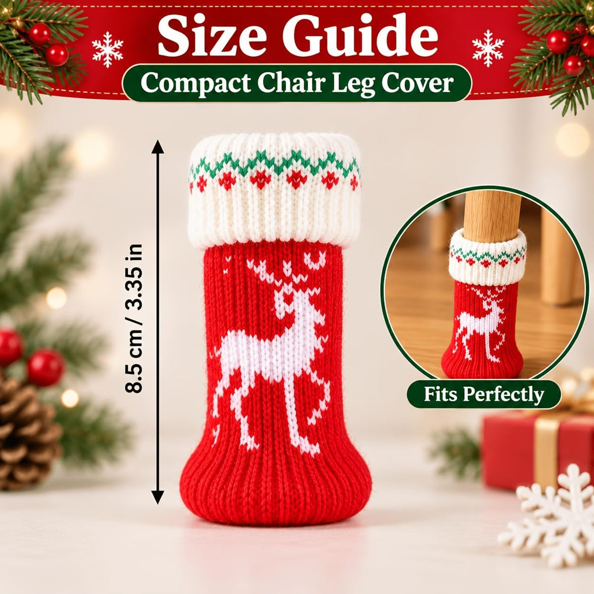 8Pcs Christmas Knit Chair Leg Floor Protectors, Anti-Scratch