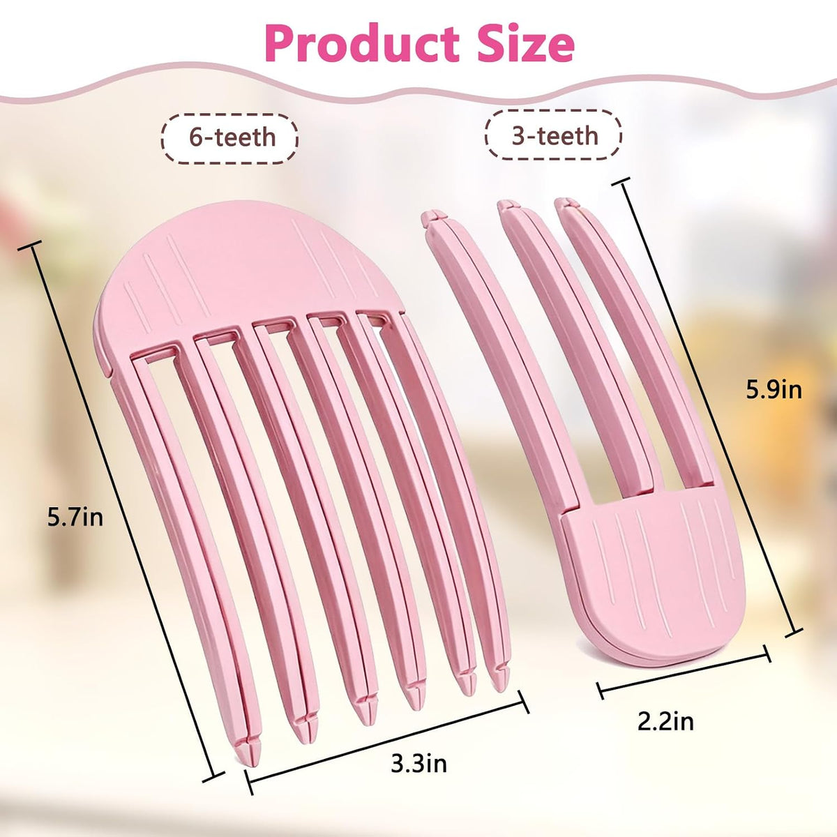2Pack 3-and-6 Teeth Root Lift Volumizing Comb for Curl Enhancement & Fluffy Fuller Locks