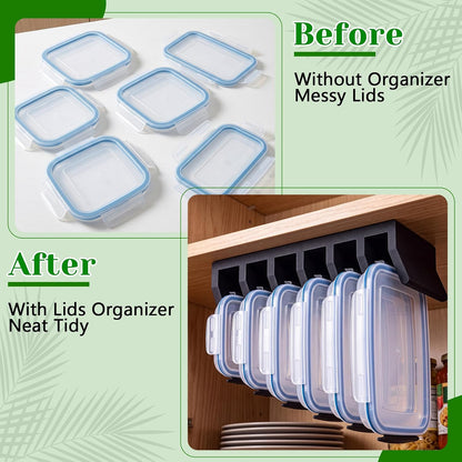 Food Container Lid Organizer with 5 Dividers
