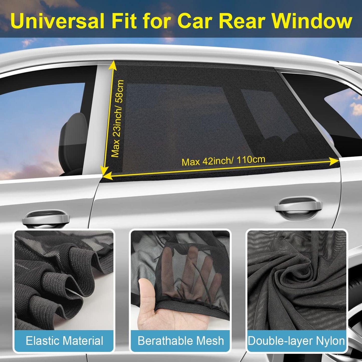 4 Pack Car Window Mosquito Screen for Front & Back Covers Car