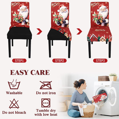 Christmas-Themed Stretchy, Washable Dining Chair Cover