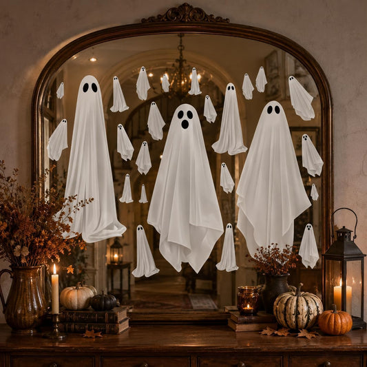 Halloween White Ghost Window Mirror Clings Decal Decorations