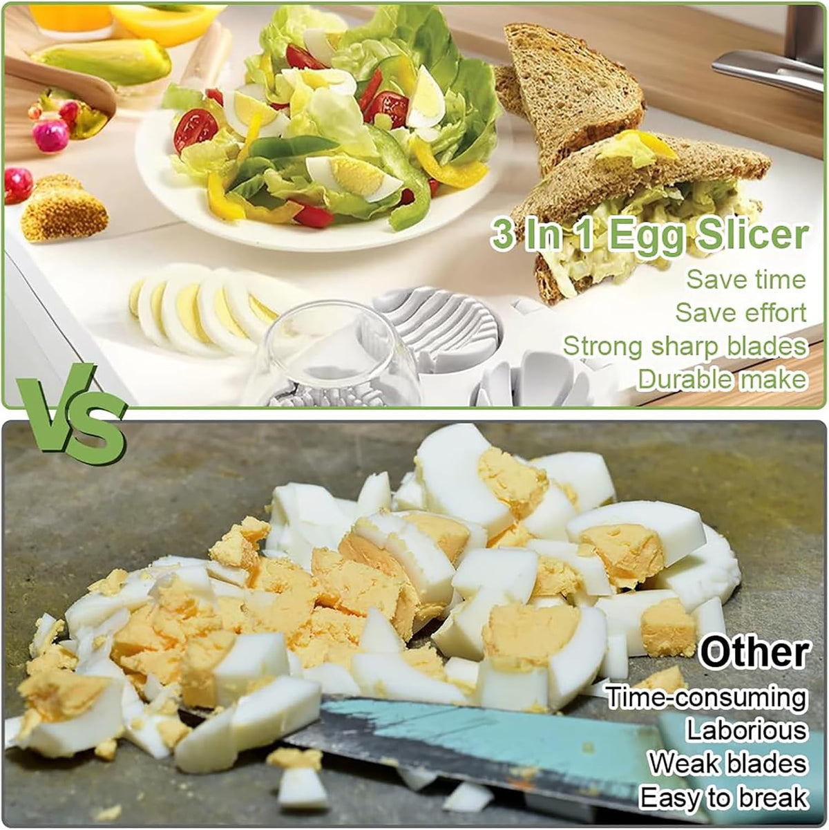 3-in-1 Egg Cutter - Multifunctional Stainless Steel Chopping Tool