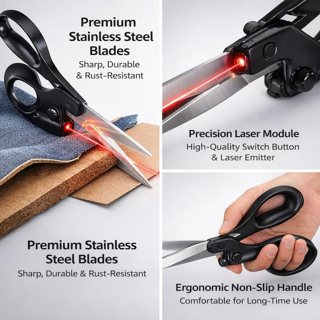 Laser Guided Scissors, Stainless Steel Sewing Shears
