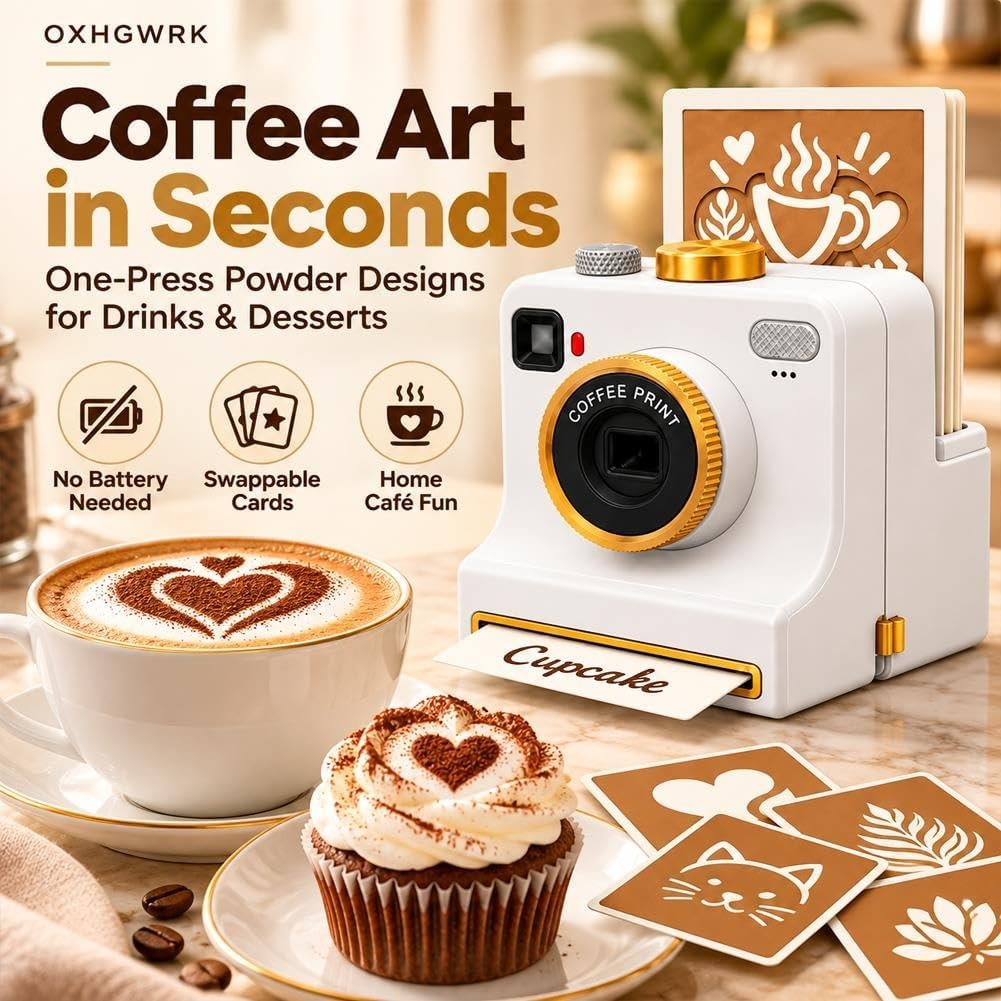 3D Printed Latte Art Camera Coffee Printer One-Click Coffee Stencils Tool