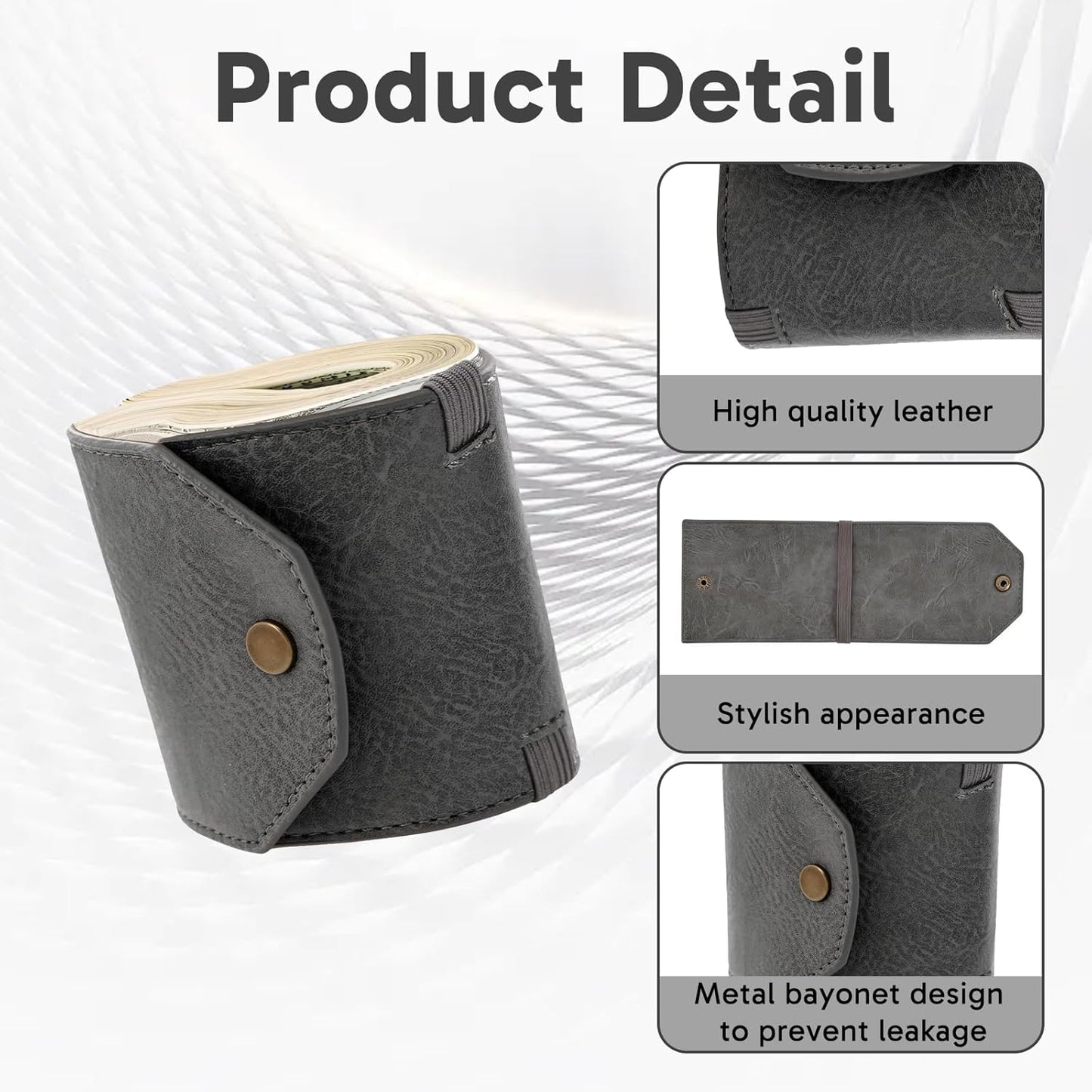 Slim Cash Wrap Wallet with Clasp – Leather Fast Access Money Holder with Elastic Bands