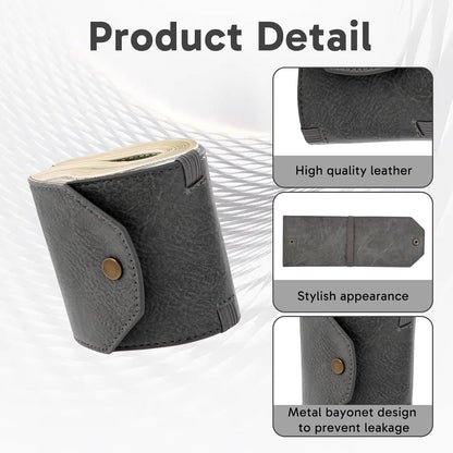 Slim Cash Wrap Wallet with Clasp – Leather Fast Access Money Holder with Elastic Bands