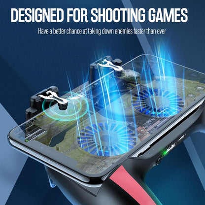 Mobile Gaming Controller with Cooling Fan Featuring Built-in L1/R1 Trigger Buttons and Joysticks