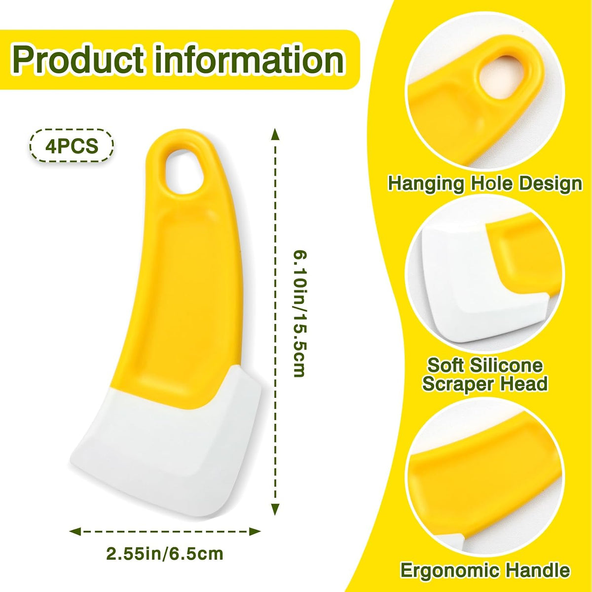 Silicone Kitchen Scrapers – Multi-Purpose Cleaning Tools-4-Pack