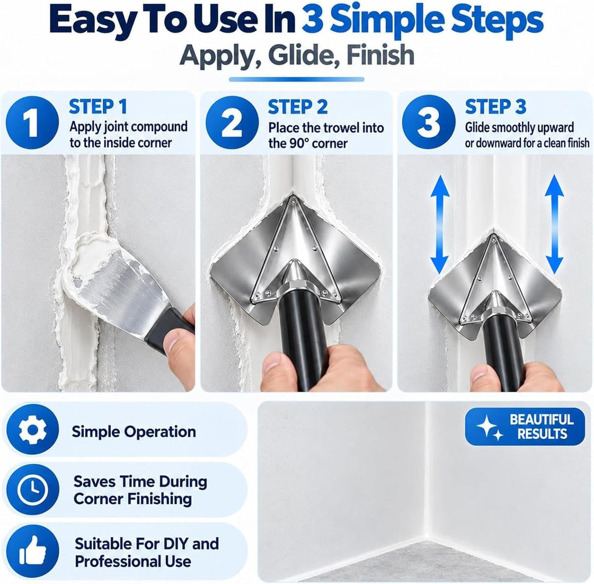 Stainless Steel Internal & External Corner Finishing Trowel
