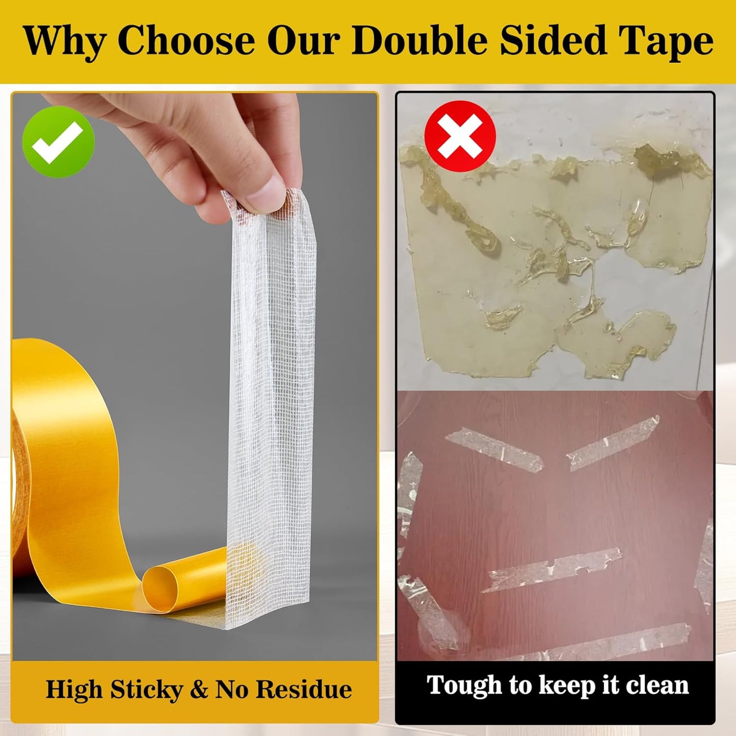 Double Sided Fabric Tape Heavy Duty for Clothes, Walls, Crafts, Rugs, Hem, Carpet, Woodworking