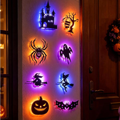 3D LED Halloween Wall Decals & Silhouette Lights 30-Pack Flickering