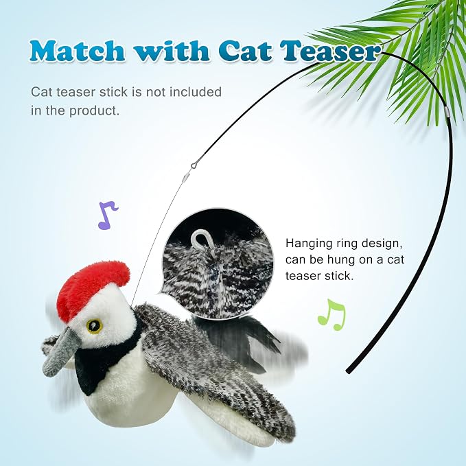 Interactive Cat Chasing Toy – Realistic Bird-Chirping Feather Toy