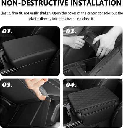 Multifunctional Car Armrest Box Cushion with Built-in Storage Bag