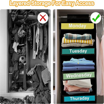 Clothing Storage Rack - 5-Tier Design - With Monday To Friday Labels