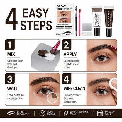 2-in-1 Brow Color Kit for 6-Week Defined Look, 30g Extra Large Capacity (15g+15g) with Natural Bushy Results