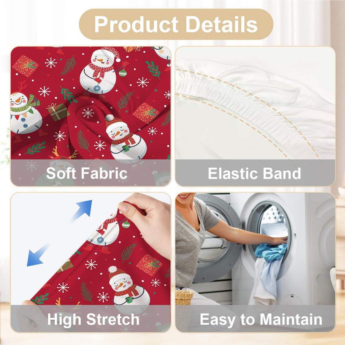 Christmas-Themed Stretchy, Washable Dining Chair Cover