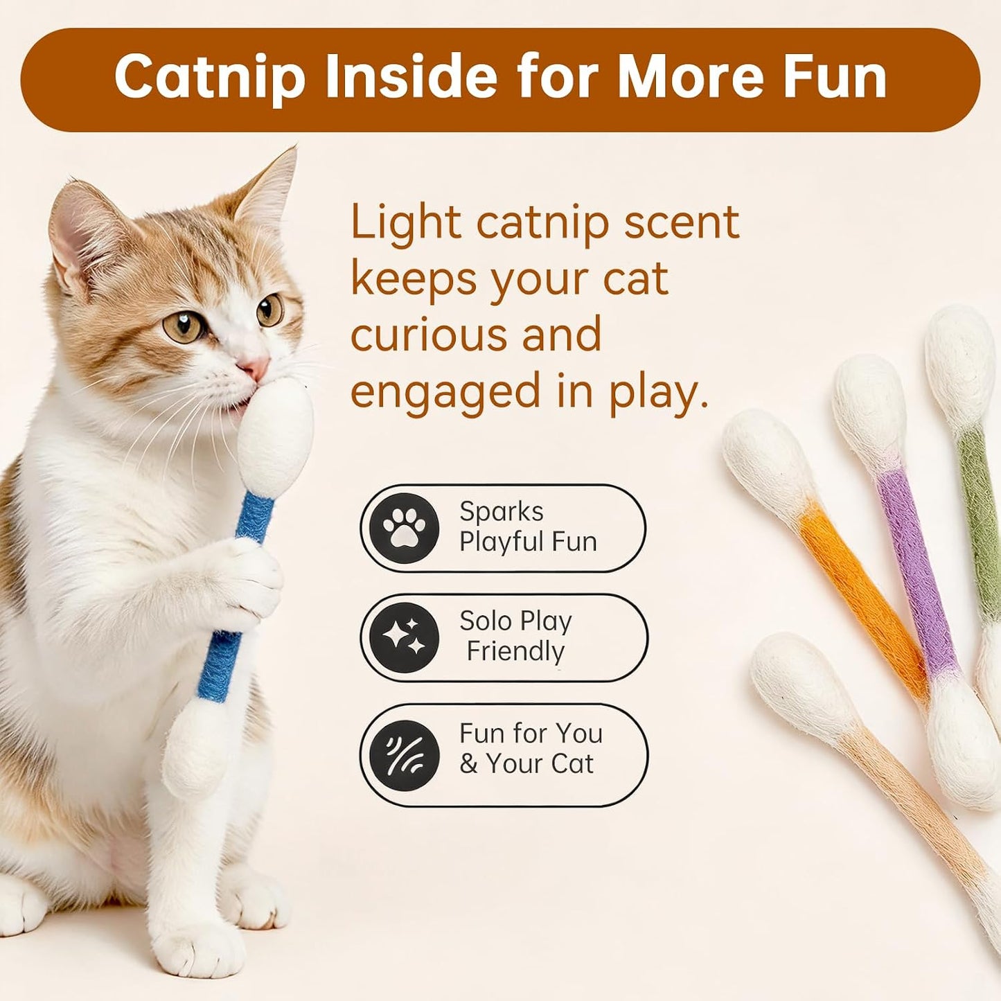 6 Pack Cat Toys with Catnip – Durable Interactive Cat Toys for Chewing, Playing & Exercise