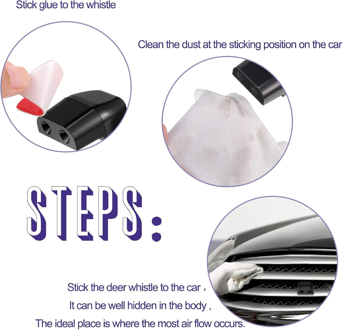 4 PCS Deer Whistles for Car, Universal Deer Horn with Rubber Pads