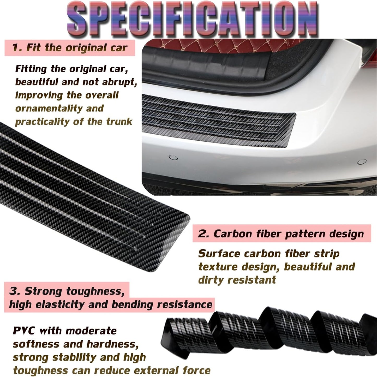 Car Rear Bumper Guard, Rubber Scratch-resistant Anti-slip Trunk Sill Protector
